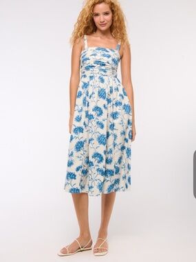 A&F Emerson Poplin Wide Strap Midi Dress M NWT